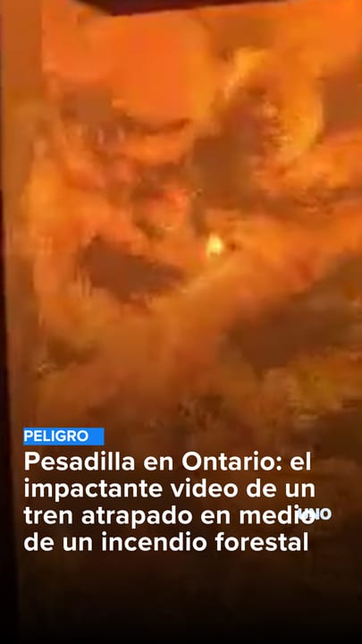 Pesadilla en Ontario: el impactante video de un tren atrapado en medio de un incendio forestal