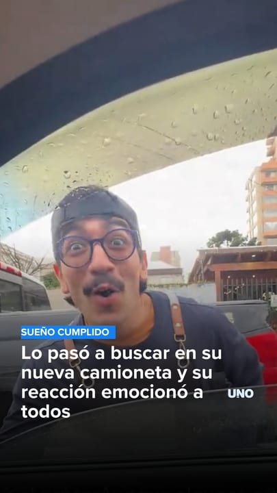Lo pasó a buscar en su nueva camioneta y su reacción emocionó a todos
