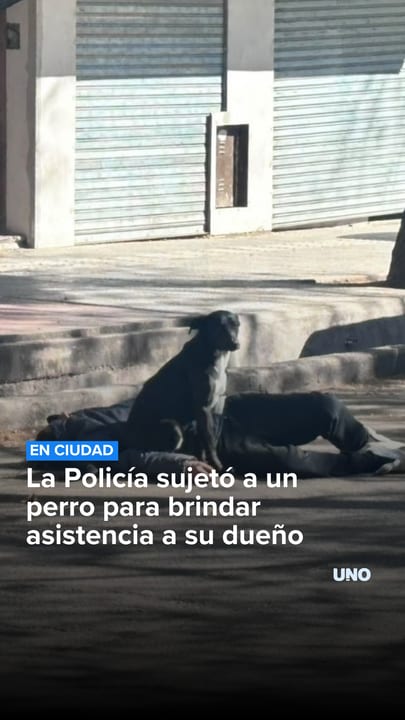 La Policía sujetó a un perro para brindar asistencia a su dueño