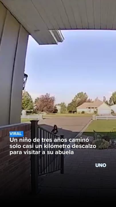 Un niño de tres años caminó solo casi un kilómetro descalzo para visitar a su abuela